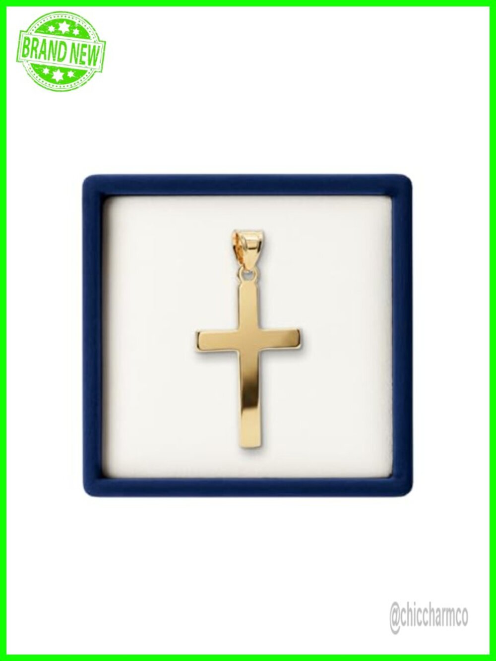 14K Yellow Gold Cross Pendant Double-Bonded 1.75 Inch Religious Jewelry
